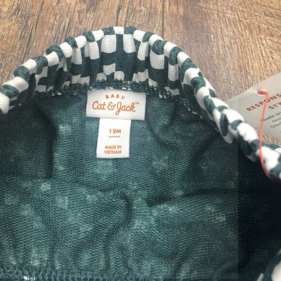 Cat & Jack Unisex Forrest Green & White Jogger pants 12 months NEW - Picture 3 of 3